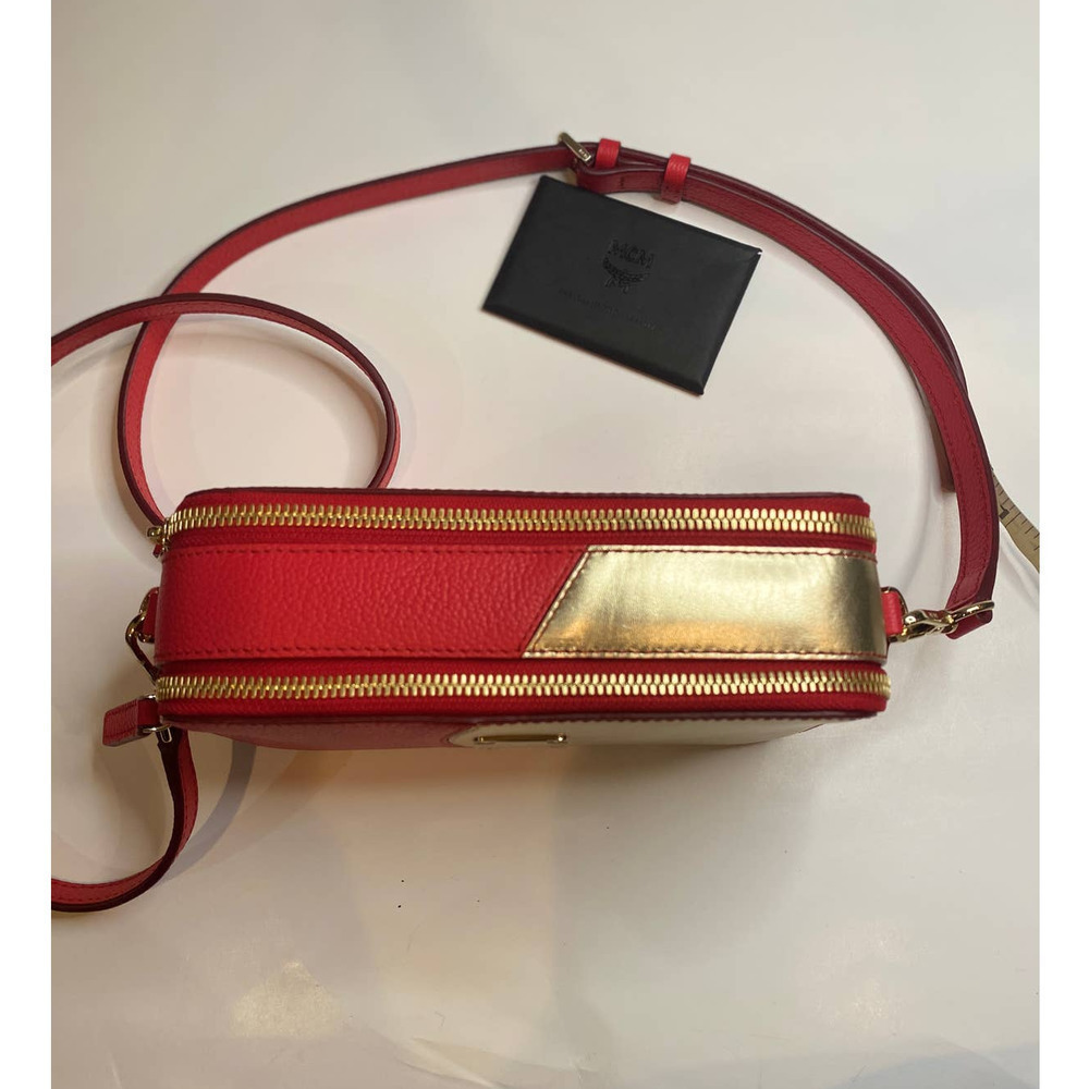 MCM Gold Red Double Zip Crossbody - Picture 3 of 11
